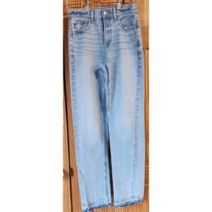 American Eagle Super High Rise Straight Jeans Light Wash Stretch Size 0